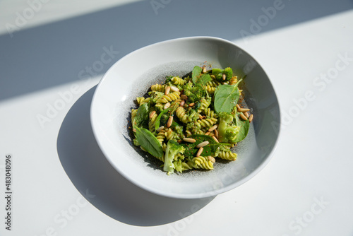 vegan pasta with green sauce