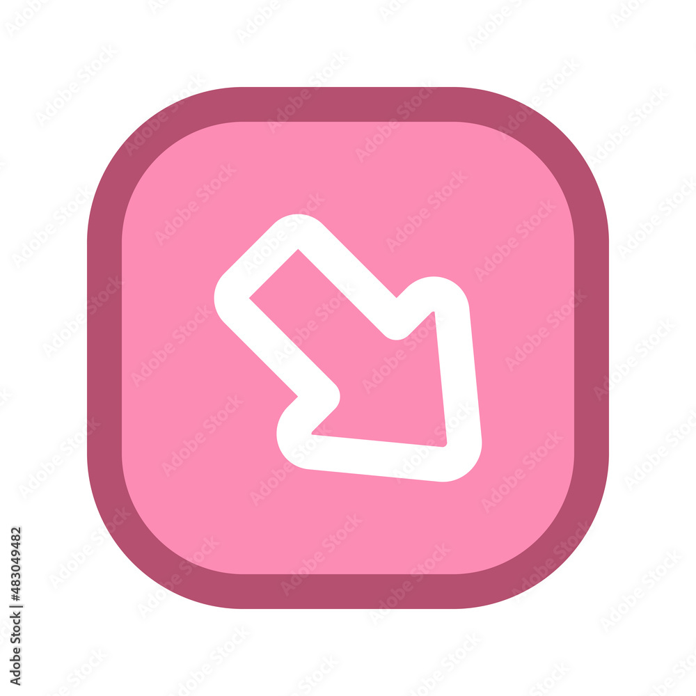 Illustration vector graphic icon of Down Right Arrow 1. Filled Line Style Icon. Vector illustration isolated on white background. Perfect for website or application design. Illustration vector graphic icon of Down Right Arrow 1. Filled Line Style Icon. Vector illustration isolated on white background. Perfect for website or application design.