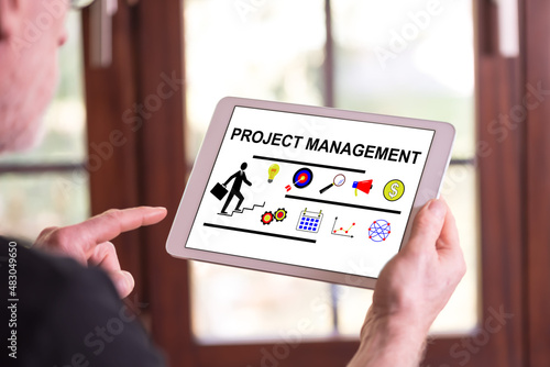 Project management concept on a tablet