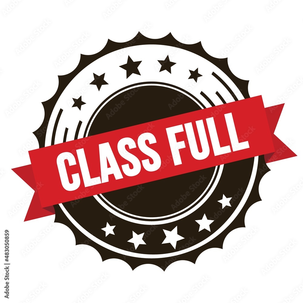 CLASS FULL text on red brown ribbon stamp. CLASS FULL text on red brown ribbon stamp.