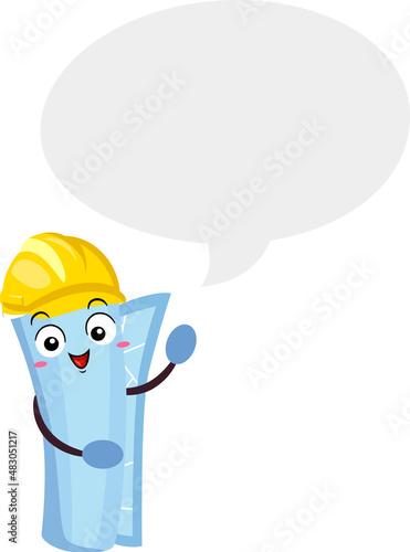 Mascot Blue Print Speech Bu...