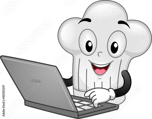 Mascot Chef Hat Laptop Illu...