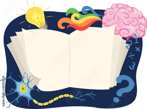 Open Book Brain Illustration