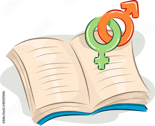 Open Book Male Female Symbol Illustration