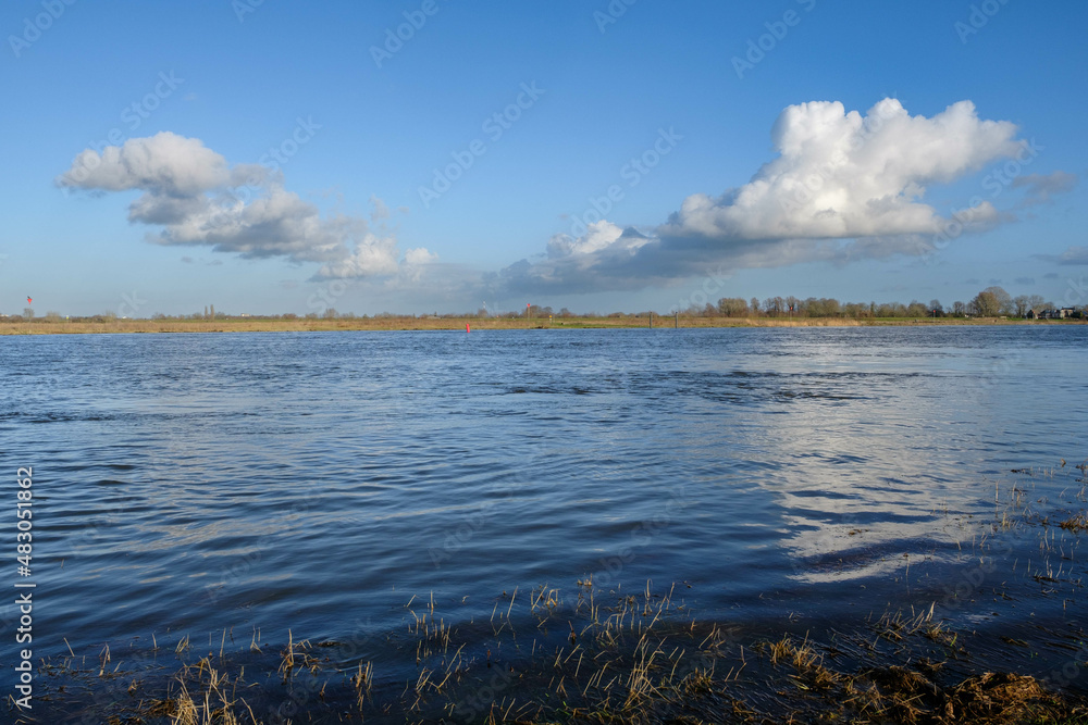 River IJssel near Hattem on the backgroud the 