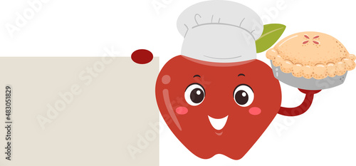 Mascot Apple Pie Board Illustration