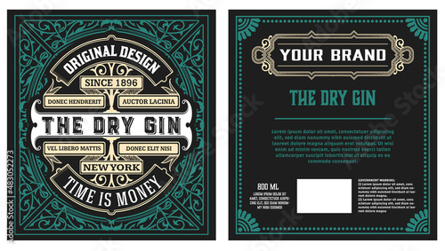 Whiskey label with old frames