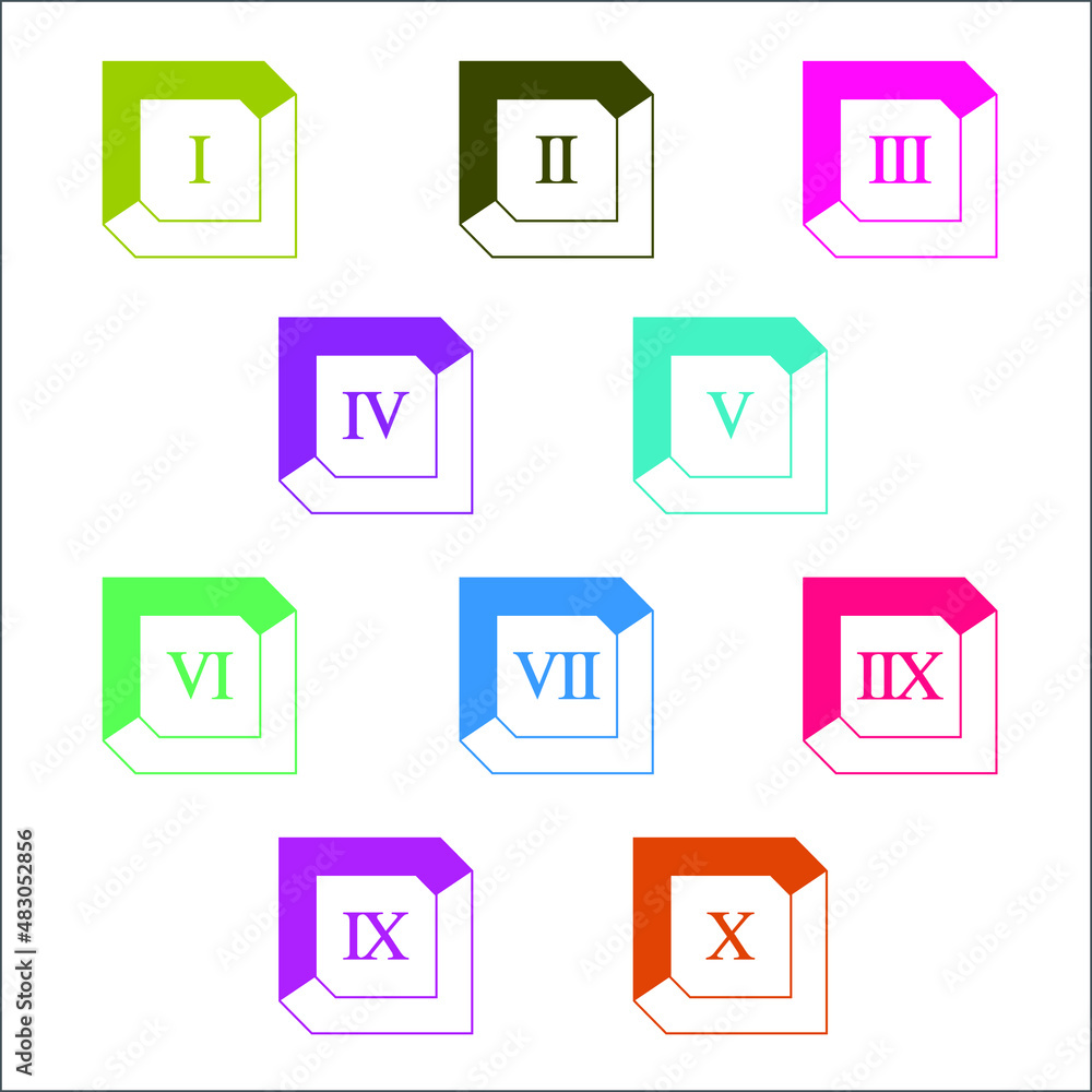 Colorful info-graphic roman numbers can be use to create presentation. Bullet points roman numbers one to ten. Oval shape vector numbers. Colorful info-graphic roman numbers can be use to create presentation. Bullet points roman numbers one to ten. Oval shape vector numbers.