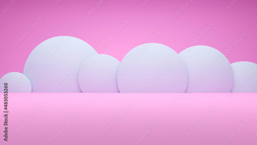 white circle wall minimal abstract on pink background 3d rendering
