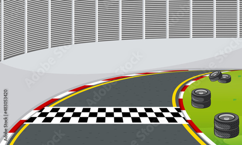 Race track with start or finish line