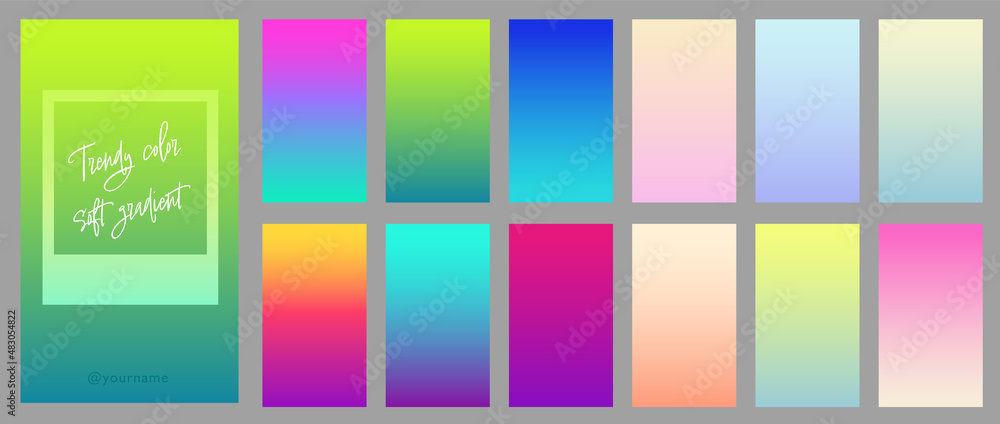 Trendy Soft color gradients. Background for app, flyer, invitation, poster, brochure, banner. Simple modern design. Retro vibrant palette.