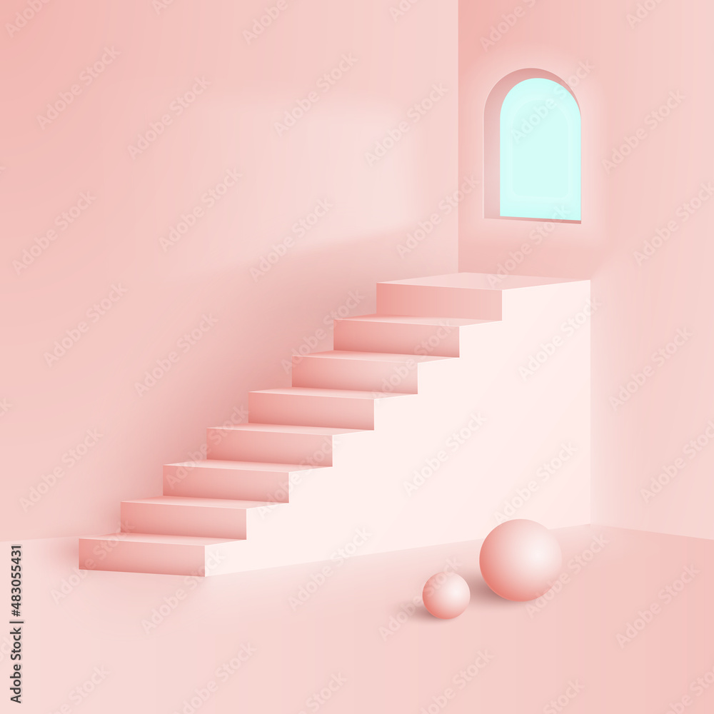 Obraz premium Abstract minimal scene with ladder podium stand.