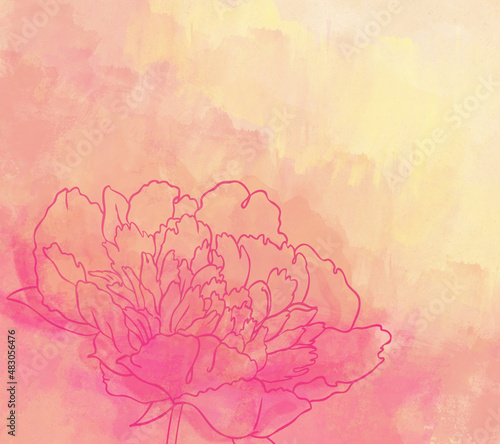 Beautiful Peonies flower. Watercolor painting.