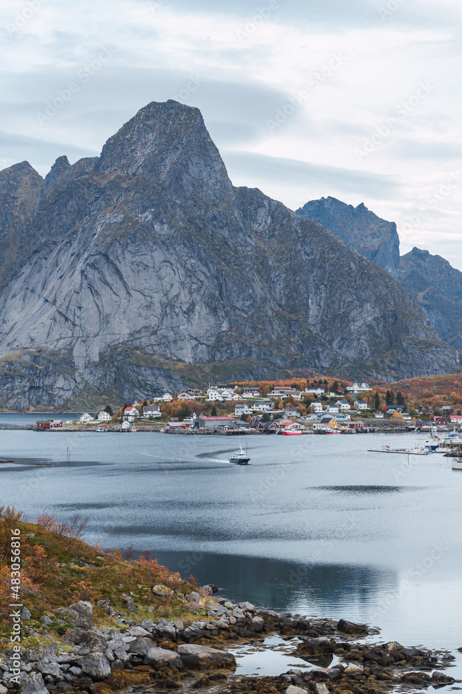 Typical norwegian village with red houses