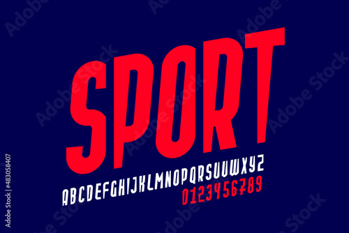 Sport style font design, alphabet letters and numbers vector illustration