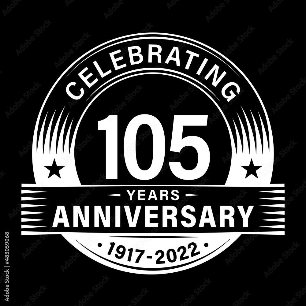 105 years anniversary celebration design template. 105th logo vector illustrations. 105 years anniversary celebration design template. 105th logo vector illustrations.