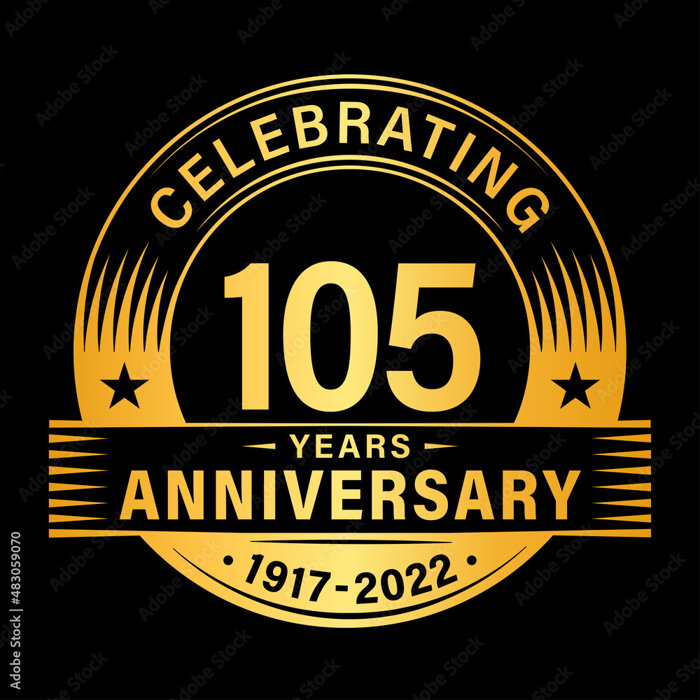 105 years anniversary celebration design template. 105th logo vector illustrations.