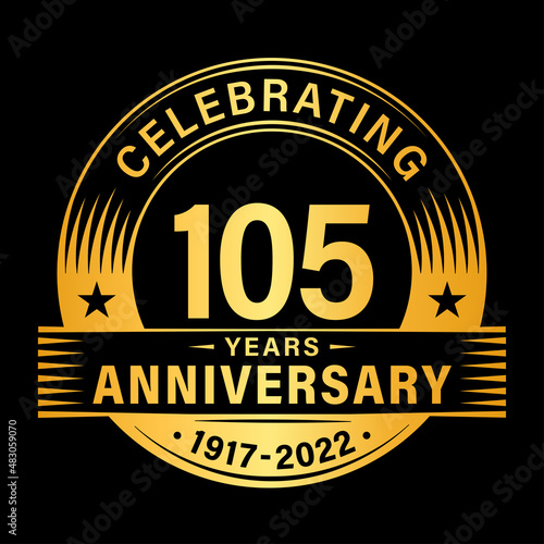 105 years anniversary celebration design template. 105th logo vector illustrations.