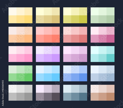 Pastel gradient flat colors palette swatches set photo