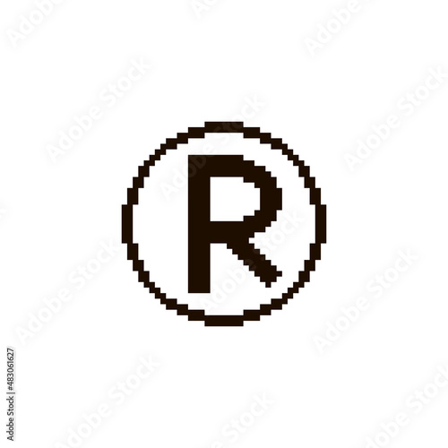 monochrome simple vector pixel art illustration of black registered trademark symbol on white background photo