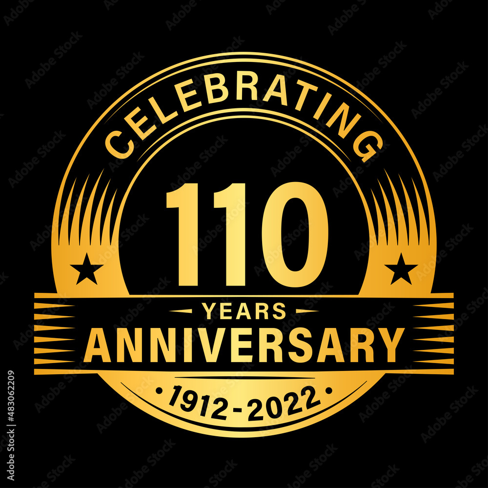 110 years anniversary celebration design template. 110th logo vector illustrations.