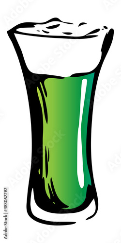 Saint Patrick Day special Irish Pilsner pint green beer glass. Hand drawn ink style graphics illustration. Craft draft beer event festival poster, banner ir stickers, pub bar restaurant menu.