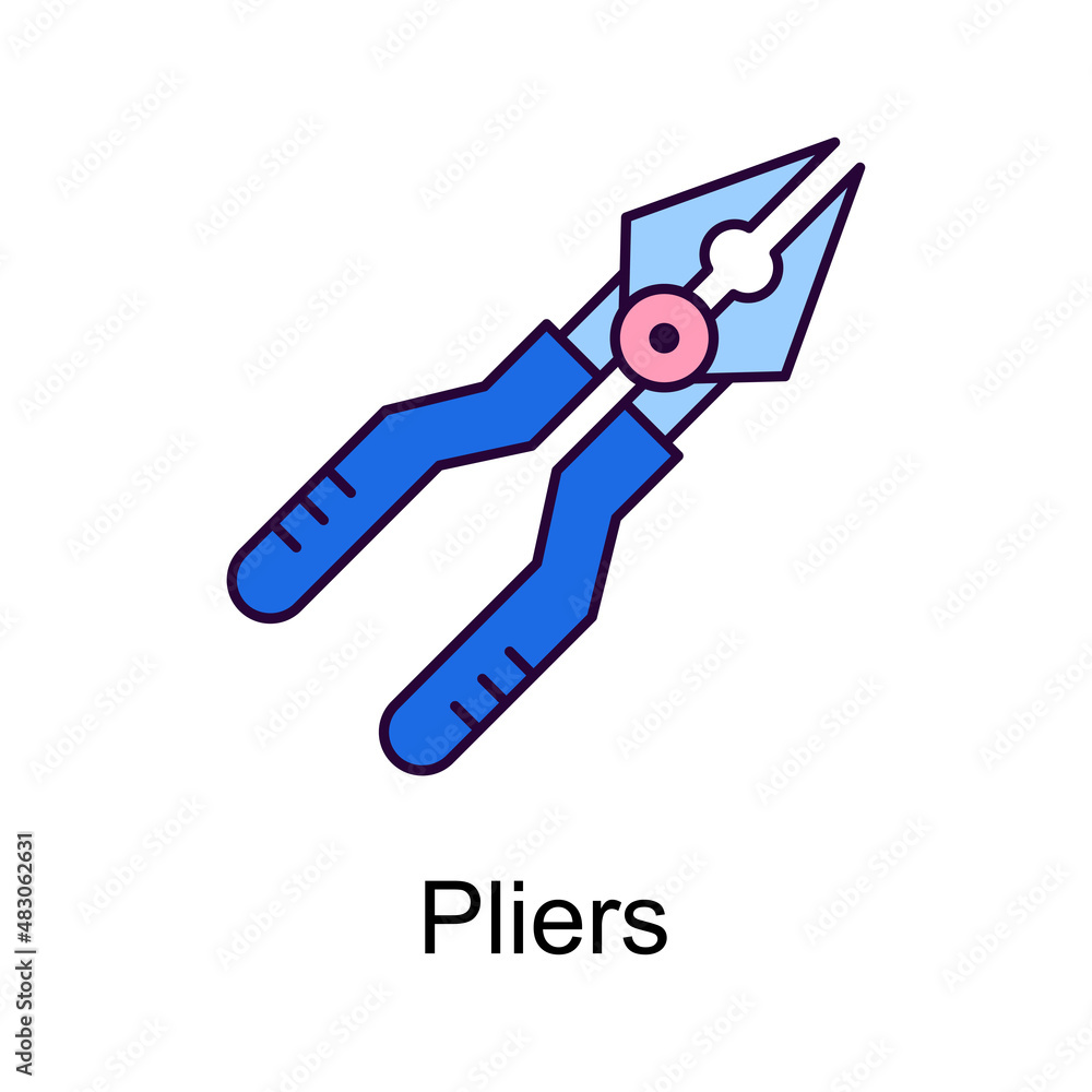 Fototapeta premium Pliers vector Filled Outline Icon Design illustration. Home Improvements Symbol on White background EPS 10 File