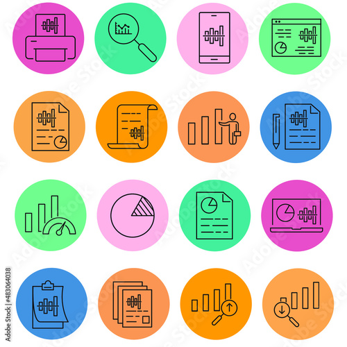 graph icon set . graph pack vector elements for infographic web. with trend color