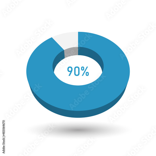 90 percent 3D vector pie chart