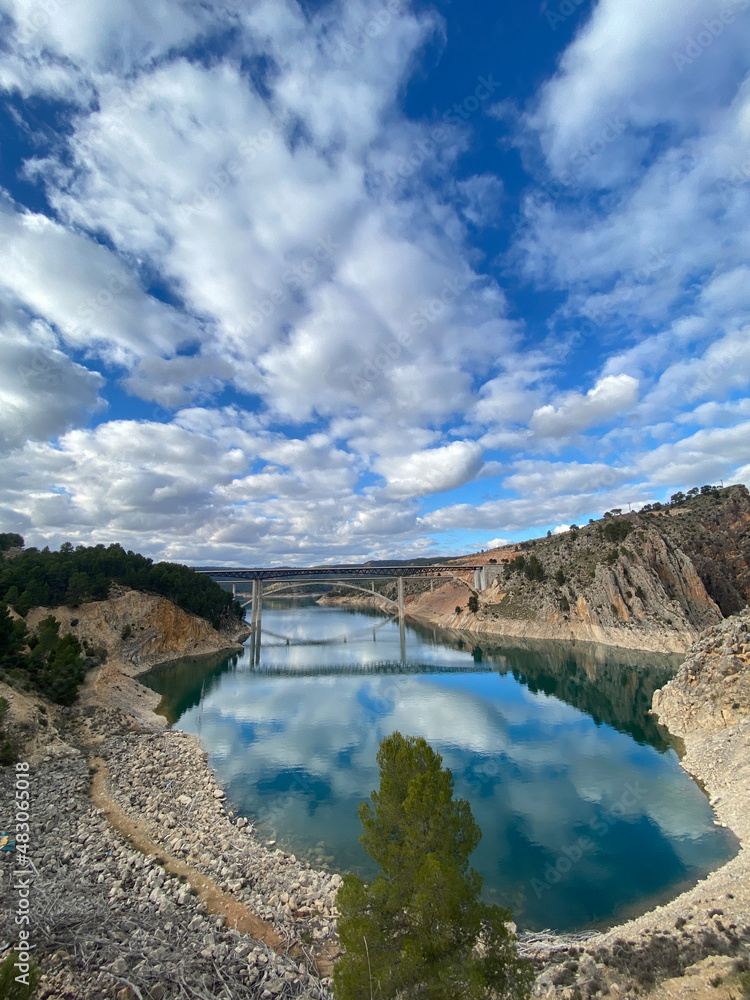 View of the Contreras reservoir located between the provinces of Valencia and Cuenca in Spain