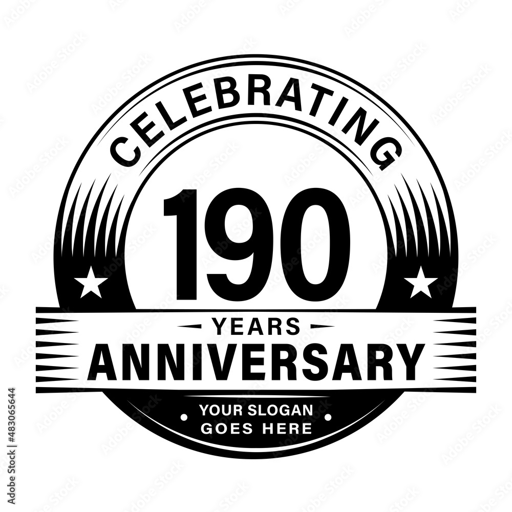 190 years anniversary celebration design template. 190th logo vector illustrations.