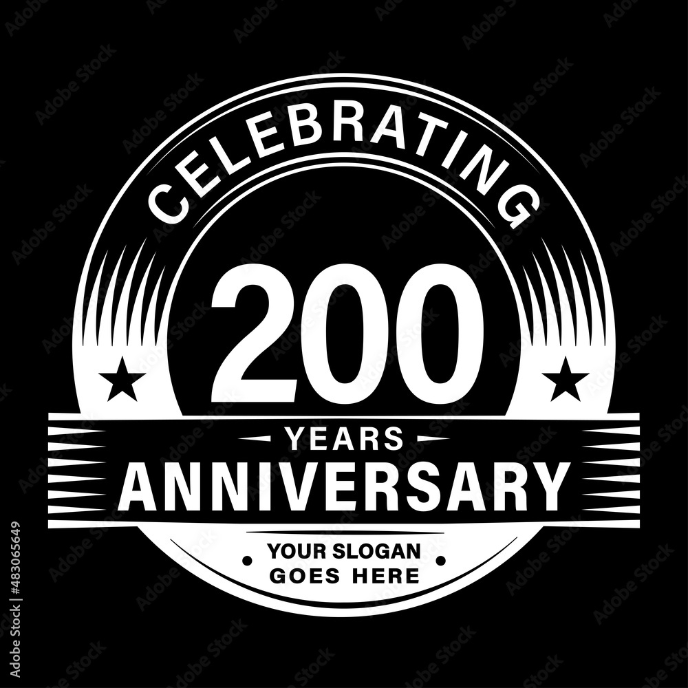 200 years anniversary celebration design template. 200th logo vector illustrations.