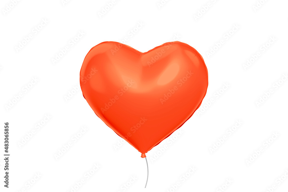 Holidays, valentines day,  party and weddings decoration concept -  red heart shaped balloon over white background. 3d rendering.