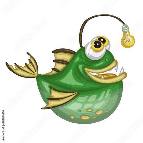 stun gun fish, marine stargazer symbol vector hand drawn