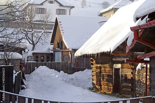 Village Cierny Balog in winter, Slovakia photo