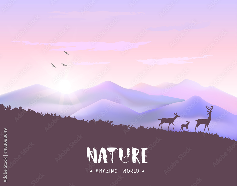 Fototapeta premium deer mountains