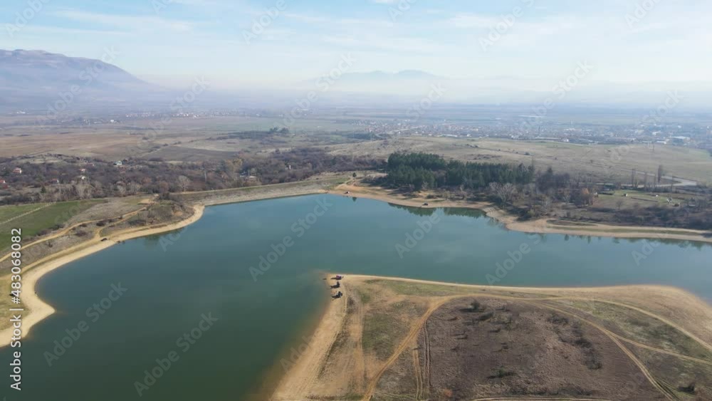 Amazing Aerial view of Drenov Dol reservoir, Kyustendil region, Bulgaria Amazing Aerial view of Drenov Dol reservoir, Kyustendil region, Bulgaria