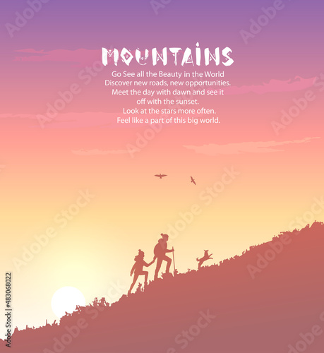 couple mountains sunset