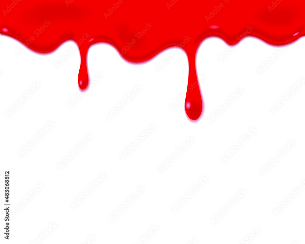 Red dripping slime pattern isolated on a blue background Red dripping slime pattern isolated on a blue background