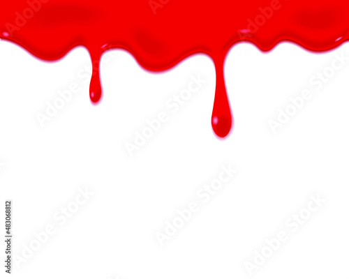 Red dripping slime pattern isolated on a blue background