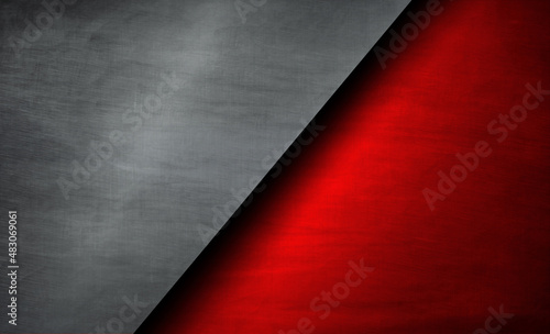 silver and red metal background for industial design and composition in technology style. Abstract steel teplate with space for text or image photo