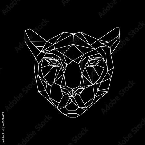 polygonal drawing of a cat consisting of geometric shapes