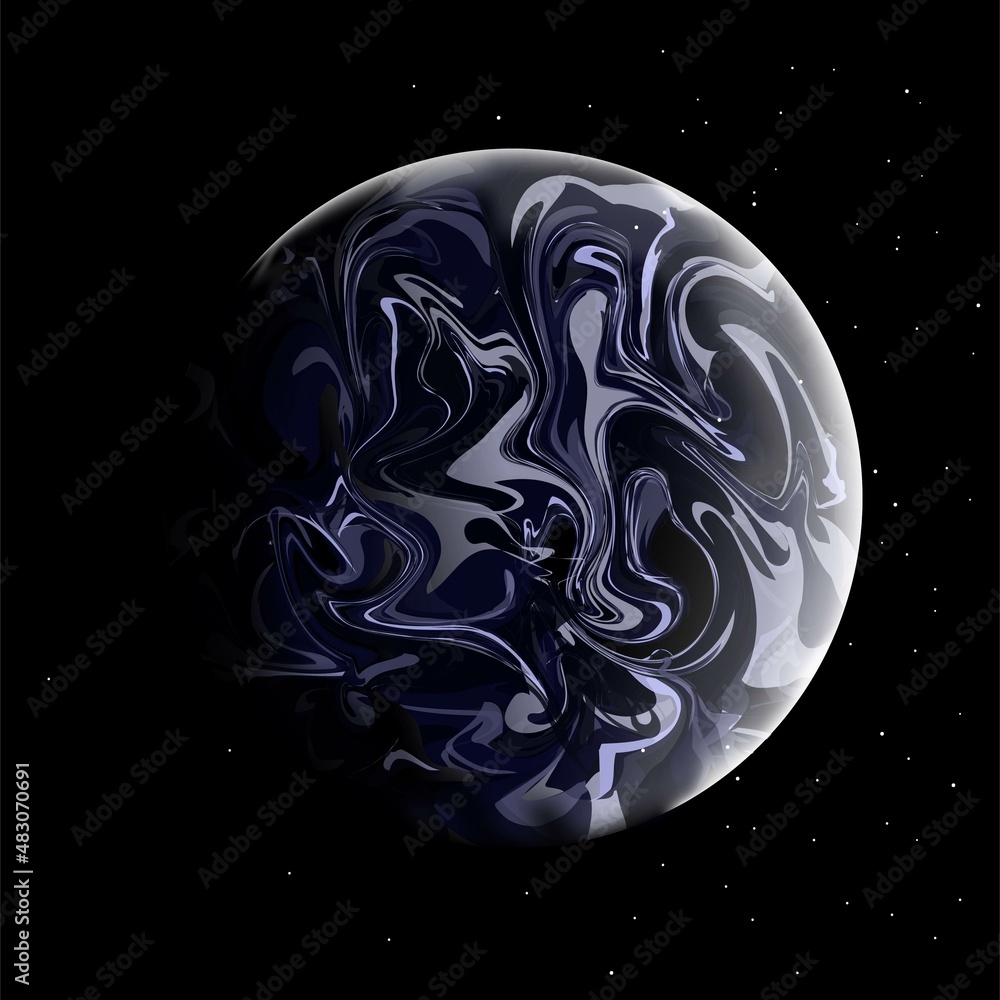 Blue planet on the background of the starry sky Blue planet on the background of the starry sky