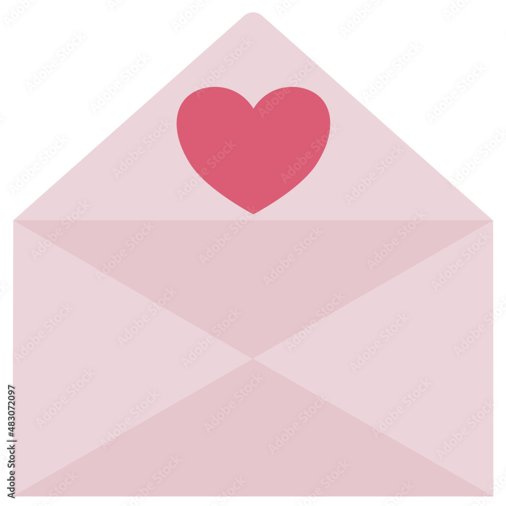 Simple flat drawn letter with heart shape vector.