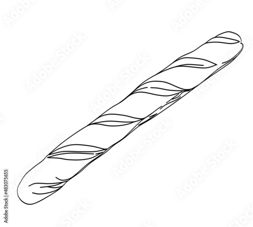 Baguette. Line hand drawn vector illustration