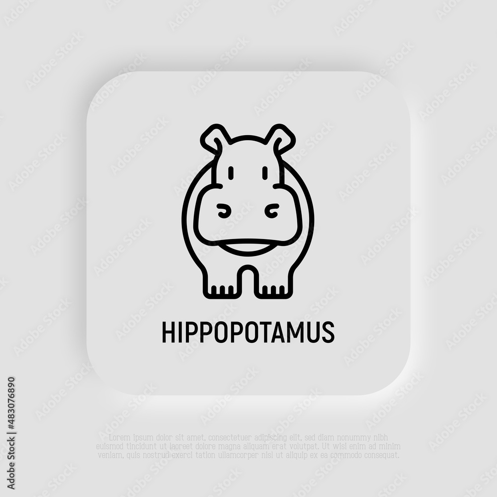 Cartoon hippo thin line icon. Modern vector illustration. Cartoon hippo thin line icon. Modern vector illustration.