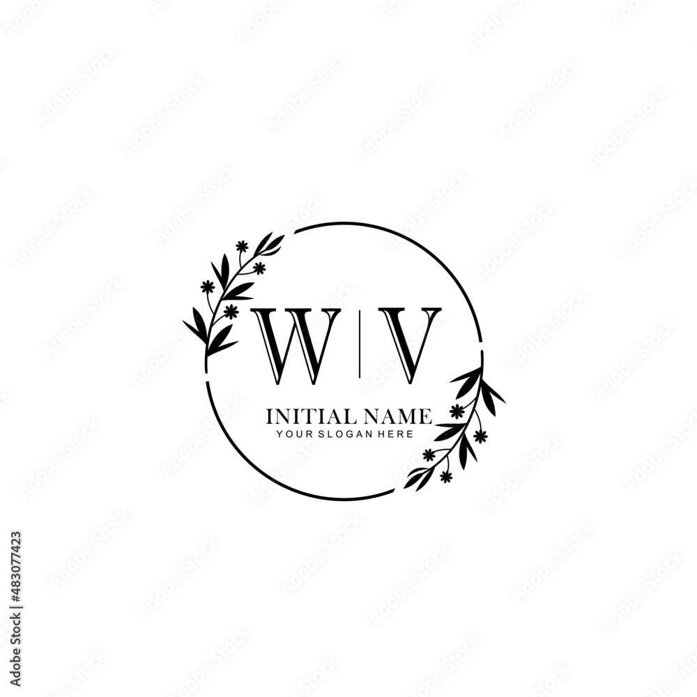 WV Hand drawn wedding monogram logo WV Hand drawn wedding monogram logo