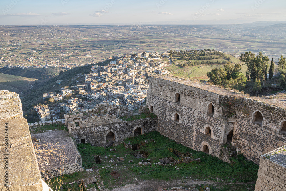 Obraz na płótnie Crac des Chevaliers – A crusader castle caught in conflict zone, Syria w salonie