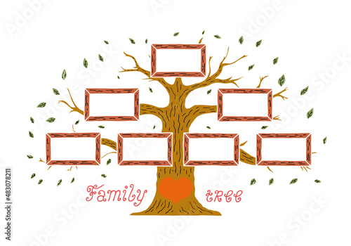 Family tree in doodle style. Hand Drawn.