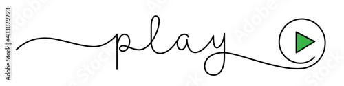 PLAY black and green vector calligraphic web button